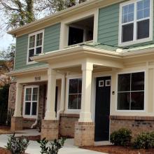 A picture of a row of townhomes