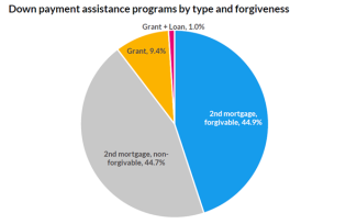 Down payment assistance programs by type and forgiveness chart