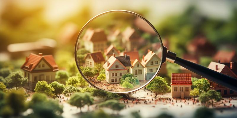 Magnifying glass that is magnifying little houses