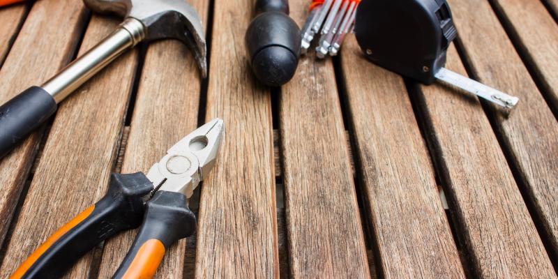 Tools laying on a deck